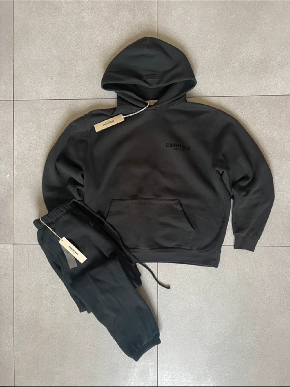 Extra small size Essentials Black Hoodie & Jogger Set with dust bag